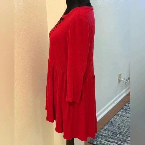 Torrid Super Soft Knits Red Lattice Baby Doll Top - Picture 4 of 5